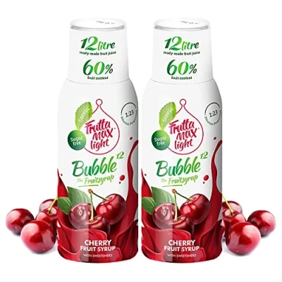 Afbeelding van 2 x Light Low Carb Fitness Siroop van FruttaMax Nul Suiker Met Stevia 50 60% fruitinhoud (2 500ml) Kers Light)