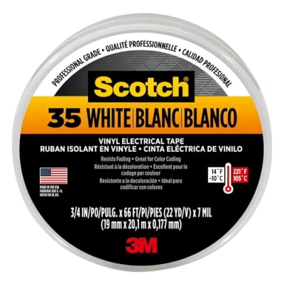 Afbeelding van 3M 80611211550 35 Scotch elektrische isolatietape, vinyl, 19 mm x 20 m, wit
