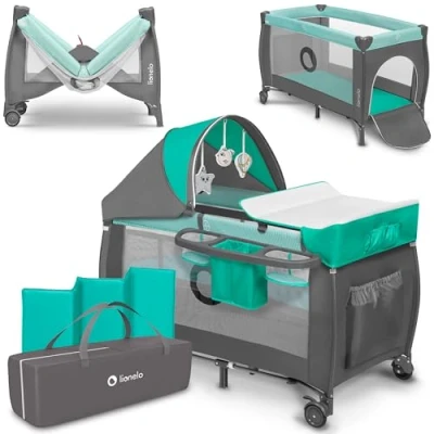 Afbeelding van Lionelo Sven Plus Meegroeibed Campingbedje 127x60cm tot 15kg SET 2in1 Co sleeper