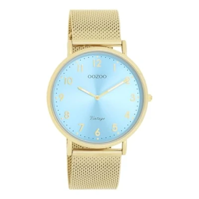 Afbeelding van goudkleurige OOZOO horloge met metalen mesh armband C20343