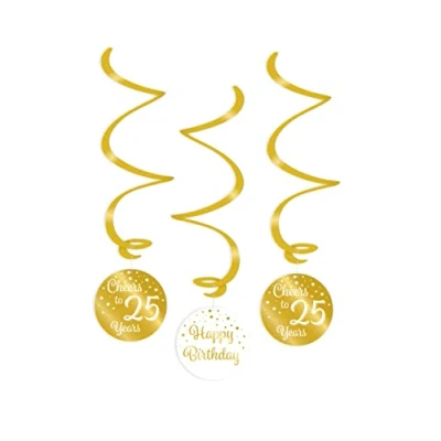 Afbeelding van Swirls Cheers to 25 years wit/goud per 3 stuks