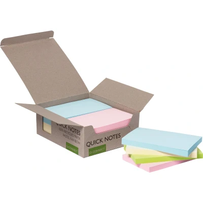 Afbeelding van Q CONNECT Quick Notes Recycled pastel, ft 76 x 127 mm, 100 vel, doos van 12 stuks in geassorteerde kleure memoblok