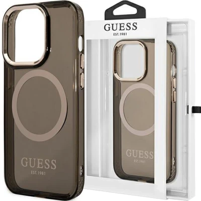 Afbeelding van Guess GUHMP13MHTCMK iPhone 13 6.1 zwart/zwart hardcase Gold Outline Translucent MagSafe