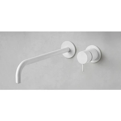 Afbeelding van Waterevolution Flow inbouw wastafelkraan mat wit met uitloop 21cm T116BBR 21