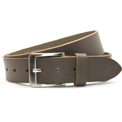 Afbeelding van Timbelt 4cm Grijze riem jeansriem grijs 100% leer Riemmaat 105 Totale lengte 120 cm