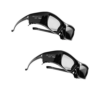 Afbeelding van 2x Hi Shock DLP Pro 7G &quot;Black Diamond&quot; Link 3D bril voor alle beamers compatibel met Optoma, Acer, Benq, Vivitec, Viewsonic, LG [Nieuwste genen] Shutterbril 96 200 Hz 39g accu]