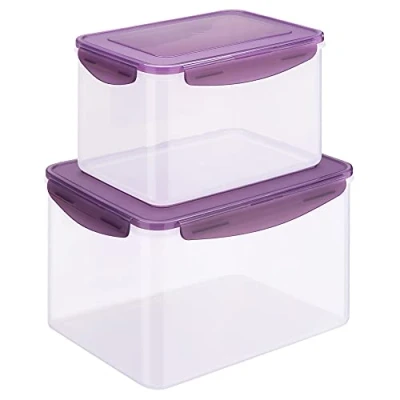 Afbeelding van Navaris meal prep bakjes Vershoudbakjes van kunststof 2x vershouddoos met deksel Inhoud 4,8 en 9 liter Geschikt voor vriezer magnetron