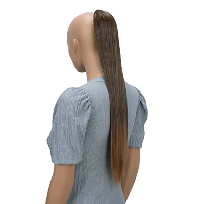 Afbeelding van CAISHA 65cm Pruik Vlecht Paardenstaart Haarextensies Glad Bruin Mix PH608