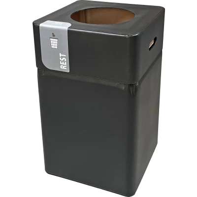 Afbeelding van Afvalbak / Prullenbak Restafval 75L Zwart Gecoat Karton met Kras &amp; Stootvaste Coating Voor Afvalscheiding Herbruikbaar Modulair 37x37x60 cm