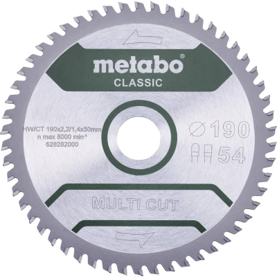 Afbeelding van Metabo MULTI CUT CLASSIC 628282000 Cirkelzaagblad 190 x 30 1.4 mm Aantal tanden: 54 1 stuk(s)
