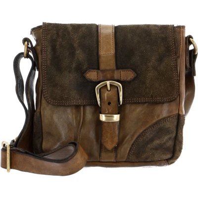 Afbeelding van CAMPOMAGGI Leren Schoudertas Crossbody Bag Verde Militare Olijfgroen