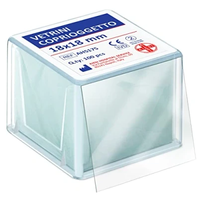 Afbeelding van AIESI® Microscoop dekglaasjes afmetingen 18x18 mm (Pak van 100 stuks)