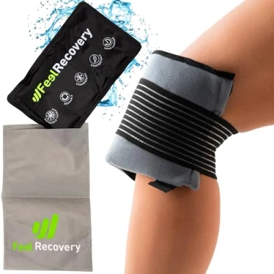 Afbeelding van Warm Koud Kompres bij Spierpijn in Knieën en Vermoeide Benen (28x17 cm) Hot &amp; Cold Gel Pack Herbruikbaar Koelkompres met Fixatieverband voor Koude Warmte Therapieën
