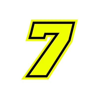 Afbeelding van 4R Quattroerre.it 13387 Racing Nummer 7 Moto GP, Neon Geel, 10 x 9,5 cm