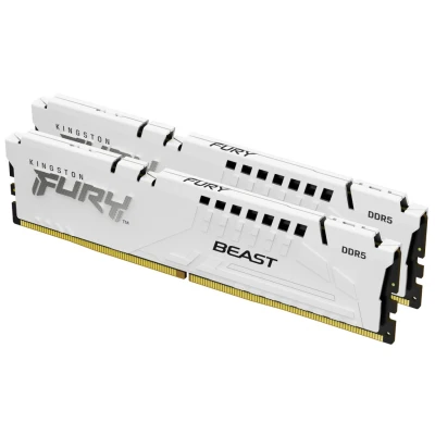 Afbeelding van Kingston Fury Beast White Geheugen DDR5 32 GB: 2 x 16 GB 288 PIN 5200 MHz / PC5 41600 CL36 1.25V AMD EXPO Intel XMP 3.0 Non ECC wit