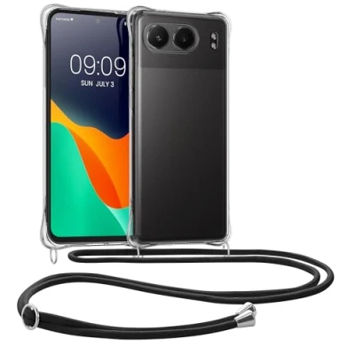 Afbeelding van kwmobile telefoonhoesje geschikt voor OnePlus Nord 4 5G Hoesje met telefoonkoord Back cover in transparant / zwart