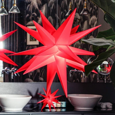 Afbeelding van Sterntaler decoratieve ster Kerstster kunststof 18 punts vouwster 25cm Binnen en buiten LED accu