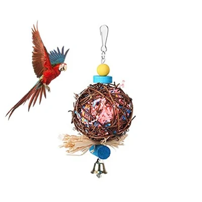 Afbeelding van Vogelspeelgoed Papegaaispeelgoed Kleurrijk Vogels speelgoed Natuurlijk rotan bal Vogel papegaai Swing voor Grasparkiet Parkiet valkparkiet Conure