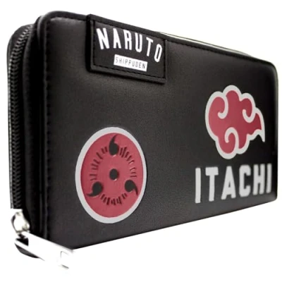 Afbeelding van Akatsuki Itachi Sharingan Spiegelwiel Oog Portemonnee/Beurs Clutch Muntvakje &amp; Kaarthouder, Zwart