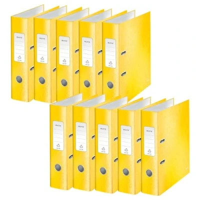 Afbeelding van Ordner Leitz Wow 180 gelamineerd 80mm A4 geel 10 stuks