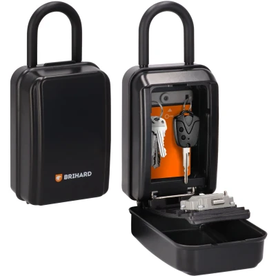 Afbeelding van Brihard Key Lock Box All Season Shackle XL, Draagbare Sleutelkluis met verwijderbare beugel, Buitensleutelkluis waterdichte hoes, cijferslot voor huis en autosleutels