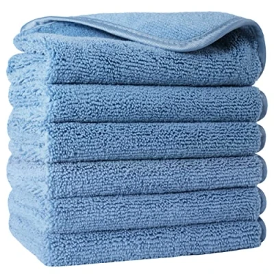Afbeelding van Polyte Premium microvezel washanddoek niet pluizend 6 stuks blauw 33 x cm