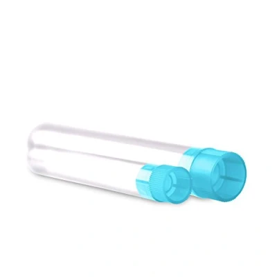 Afbeelding van Tuuters 1000 stuks kunststof reageerbuisjes met sluitingen van kurk of PE, hoogwaardig, 100 x Ø 16 mm, stop, blauw