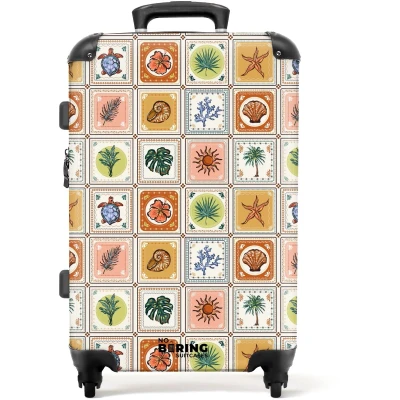 Afbeelding van NoBoringSuitcases.com Grote koffer Zomerse tegeltjes print Reiskoffer met 4 wielen Trolley op wieltjes Rolkoffer groot 72 liter Ruimbagage valies 20kg Valiezen voor volwassenen