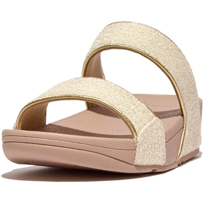 Afbeelding van Fitflop Lulu Shimmerweave Sliders In Stone Dames
