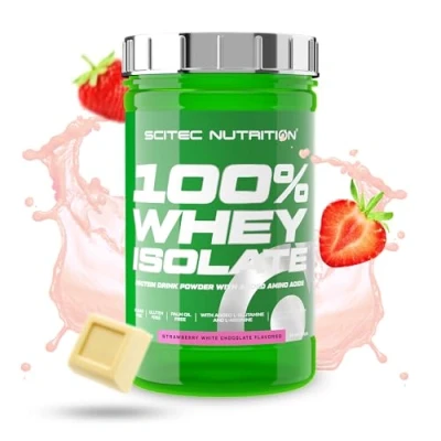 Afbeelding van Scitec Nutrition 100% Whey Isolate Pure Protein Power met BCAA&#039;s Glutamine &amp; Arginine Suiker Glutenvrije Formule, 700 g, Aardbei Witte chocolade