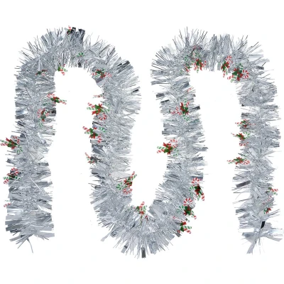 Afbeelding van Clayre &amp; Eef Kerstslinger Guirlande 200 cm Zilverkleurig Kunststof