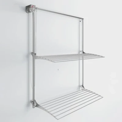 Afbeelding van Foxydry Wall Plus, aan de muur gemonteerde kledingdroogrek, wasdroogrek, verticaal wasrek van aluminium en staal (120 cm)