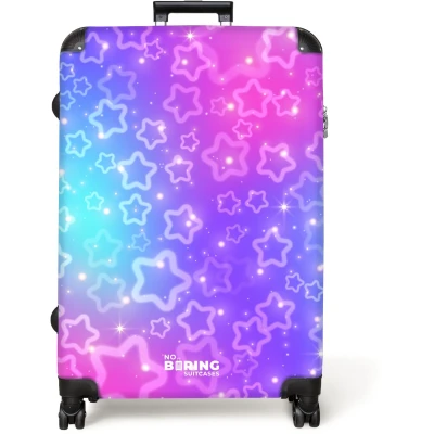 Afbeelding van NoBoringSuitcases.com® Koffer groot Reiskoffer lichtgewicht Sprankelende sterren op kleurrijke achtergrond Rolkoffer met 4 wielen Grote trolley XL 98 liter bagage