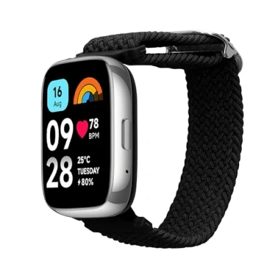 Afbeelding van kwmobile nylon bandje voor smartwatch geschikt Xiaomi Redmi Watch 3 Active 14 22 cm Polsbandje in zwart