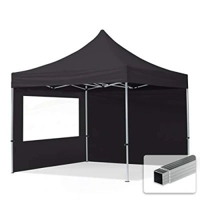 Afbeelding van 3x3 m Easy Up partytent Vouwpaviljoen, ECONOMY alu 32mm met zijwanden (panorama), zwart