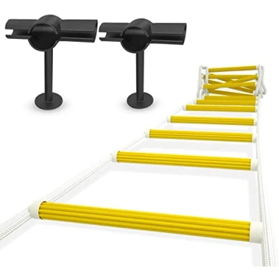 Afbeelding van Touwladder Brandtrap 2.5 m met Afstaan Stabilisatoren Noodverlengladder Weerbestendig veerhaken Snel te implementeren en gemakkelijk gebruiken Compact lichtgewicht