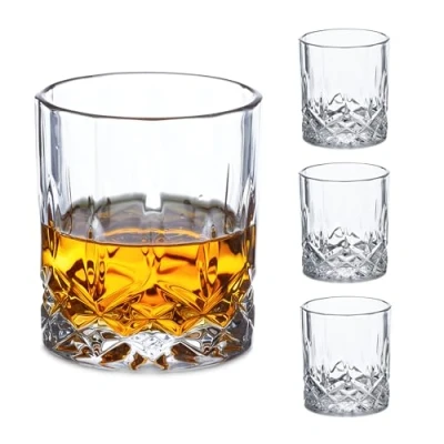 Afbeelding van Relaxdays whiskey glazen set van 4 300 ml drinkglazen met reliëf
