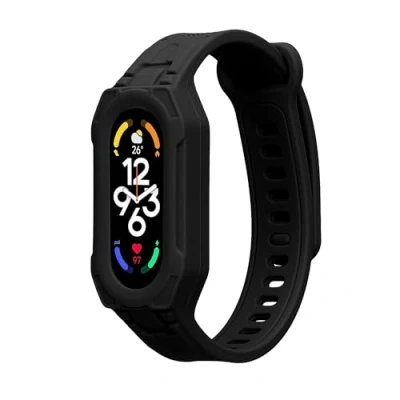 Afbeelding van kwmobile smartwatch bandje en bumper van silicone geschikt voor Xiaomi Mi Band 9 / 8 7 in zwart Optimale bescherming