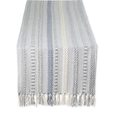 Afbeelding van DII Boerderij Gevlochten Stripe Tafelloper Collectie, 15x108, Cool Grey