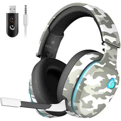 Afbeelding van Gvyugke 2,4 GHz Wireless Gaming Headset voor PC, PS4, PS5, Mac, Switch, Bluetooth draadloze hoofdtelefoon met afneembare microfoon ruisonderdrukking, 3,5 mm kabelmodus de Xbox serie
