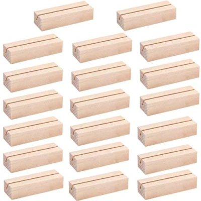 Afbeelding van ProLeo Houten kaarthouder, tafelkaarthouder, naambordje, fotohouder, standaard, bruiloftsdecoratie, 20 stuks