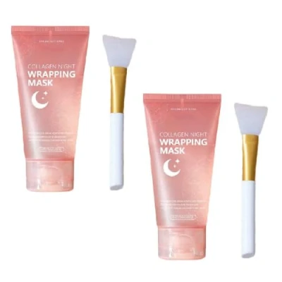 Afbeelding van Collagen Night Wrapping Mask,Hydrolyzed Peel Off Facial Mask,2.53 Fl.Oz,Elasticity &amp; Hydration Care,Tight Skin,Reduces Sagging Dullness,Hydrolyzed For Glowing Skin (2pcs)