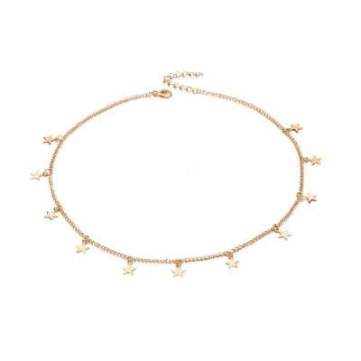 Afbeelding van Tibri 213 Goudkleurige ketting met 11 sterren / sterretjes