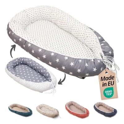 Afbeelding van Ullenboom Babynest &amp; Cocoon wit grijs 55 x 95 cm
