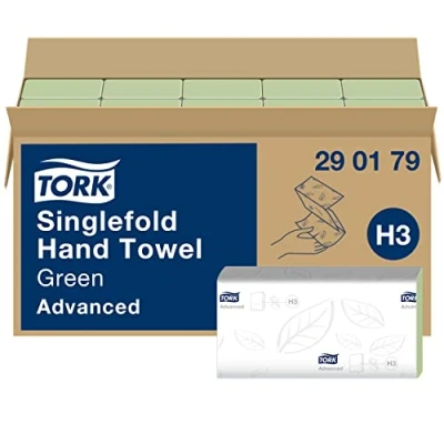 Afbeelding van Tork groene Z gevouwen papieren handdoeken Advanced 290179 H3 vouwhanddoeken voor handdoek dispenser absorberend en scheurbestendig, 2 laags, groen 15 x 250 doeken