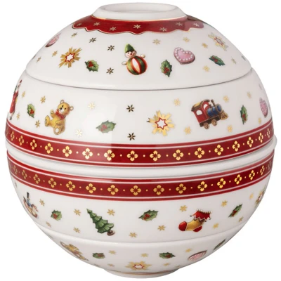 Afbeelding van Villeroy &amp; Boch Toy&#039;s Delight La petite Boule, serviesset porselein, kerstservies, kommenset, 5 dlg. Serveerset, 14 cm Ø, vaatwasmachinebestendig, magnetronbestendig, meerkleurig
