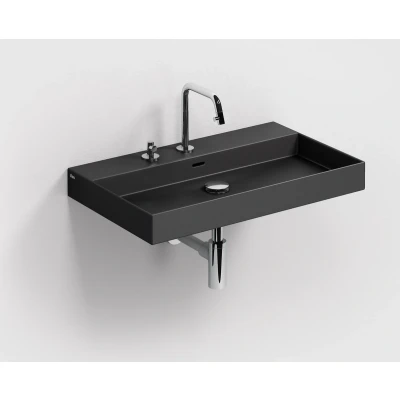 Afbeelding van Clou New Wash Me wastafel 70cm zonder plug mat zwart keramiek
