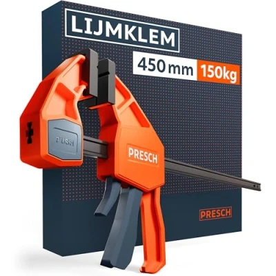 Afbeelding van Presch lijmklem 450mm Snelspanklem met 150 kg klemkracht voor onmiddellijke bevestiging Stabiel dankzij koolstofstaal en glasvezel versterkte behuizing eenhand spreidfunctie