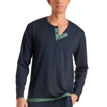 Afbeelding van Calida Langarm Pyjamashirt, Heren, Maat: Medium, Dark sapphire
