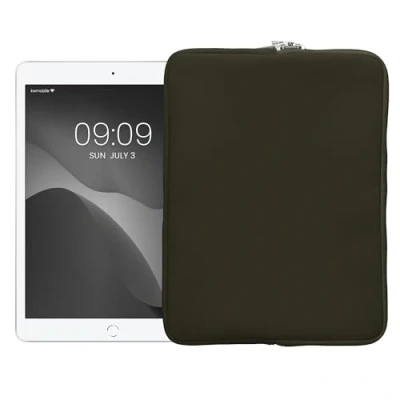 Afbeelding van kwmobile universele Tablet hoes Stevige stijlvolle voor tablets Neopreen sleeve Compatibel met 12,4&quot; 12,9&quot; donkergroen